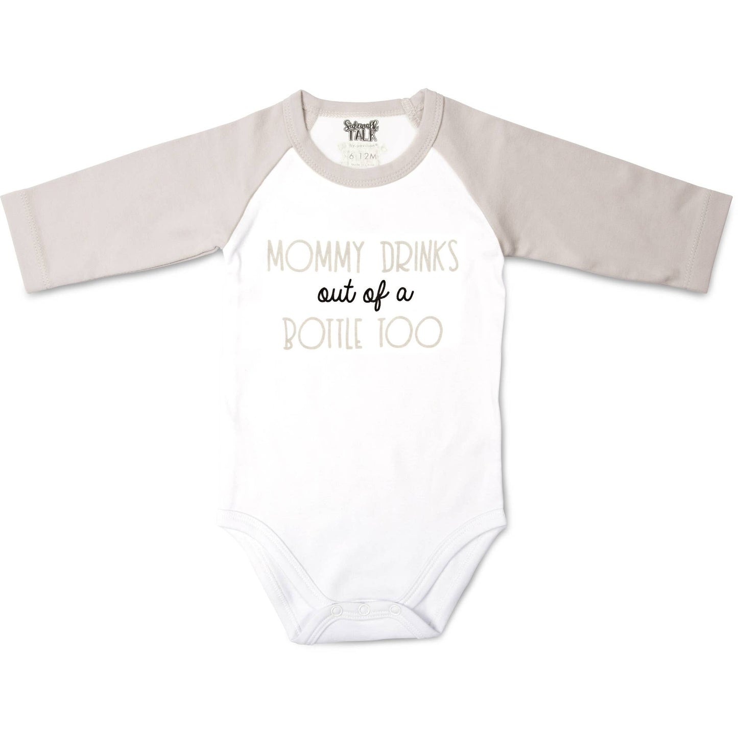 Mommy Bottle - 12-24 Months 3/4 Length Gray Sleeve Onesie