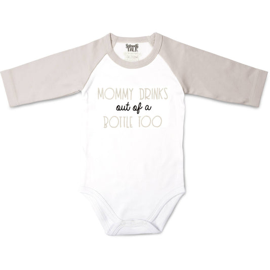 Mommy Bottle - 12-24 Months 3/4 Length Gray Sleeve Onesie