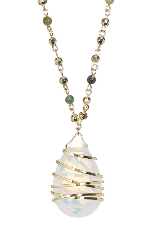 Moonstone Crystal With Mixed Jasper Beaded Necklace