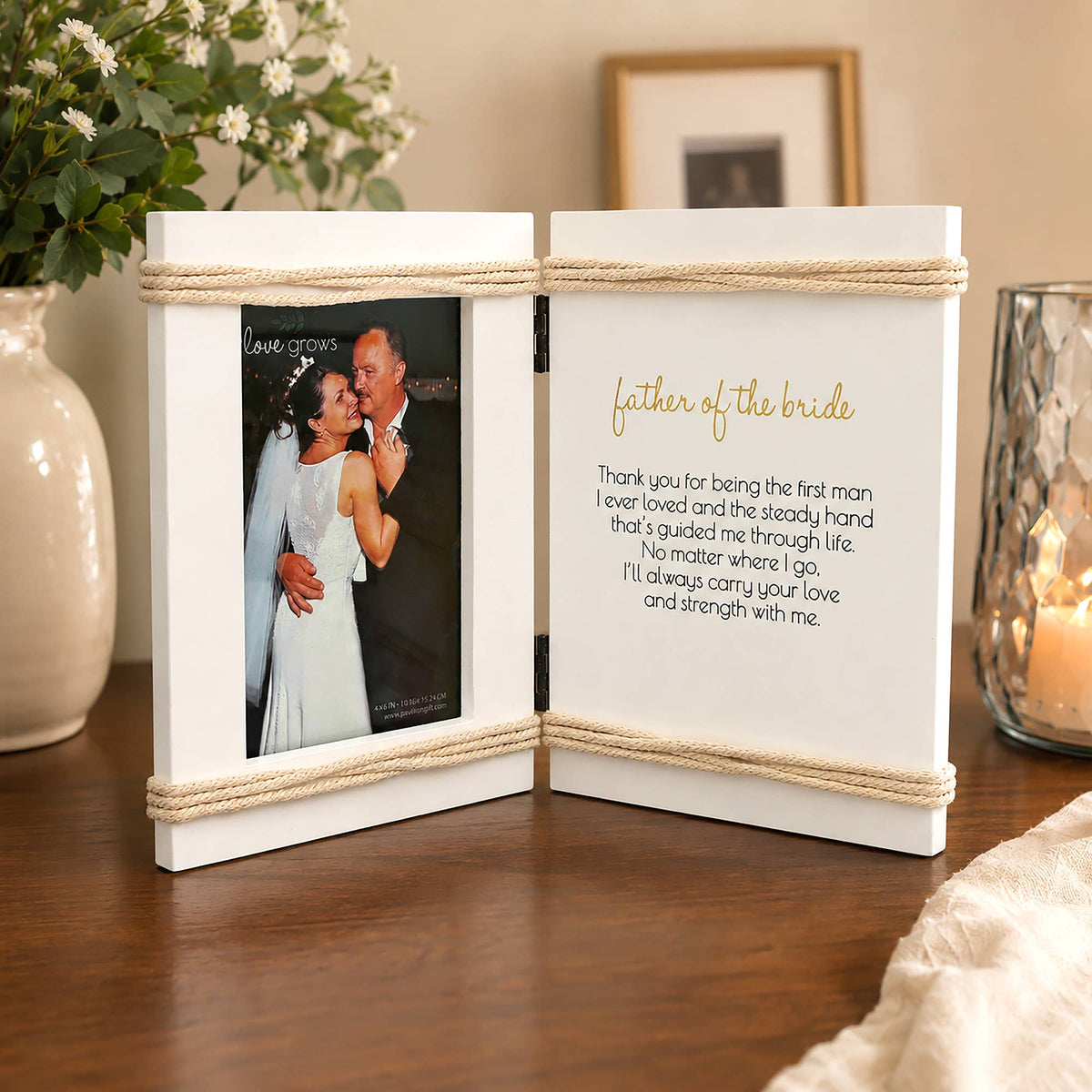 Father Of The Bride - 5.5" x 7.5" Hinged Sentiment Frame