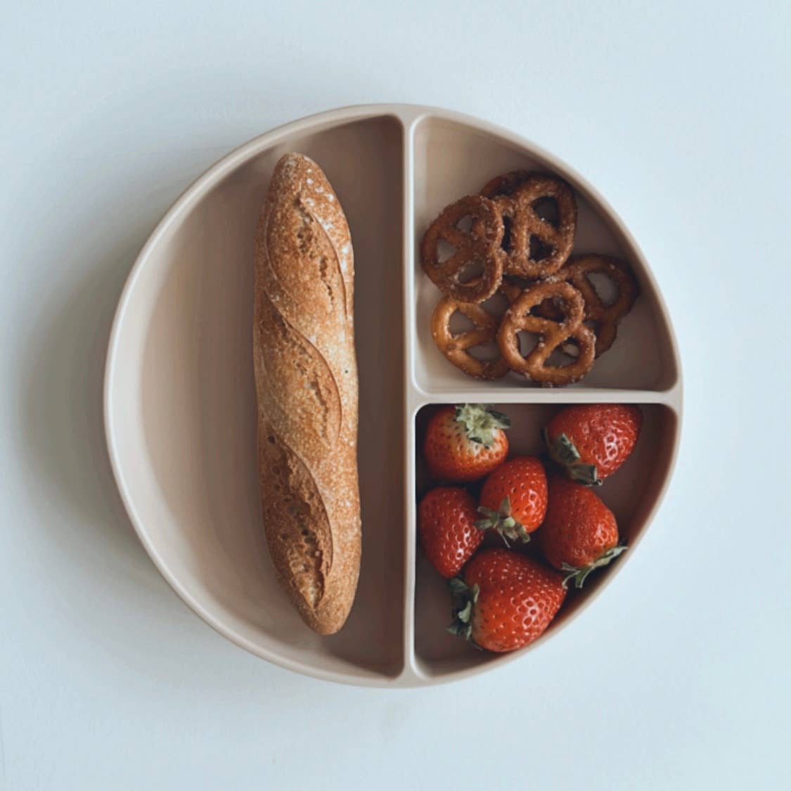 Baby Plate with Suction and  Divided Portions (Oatmeal)