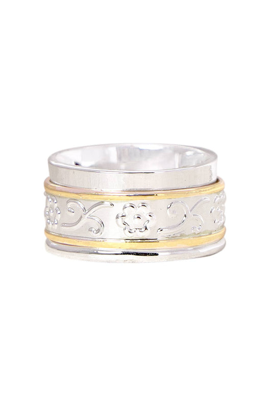 Two-Tone Vine & Leaf Spinner Ring - SF