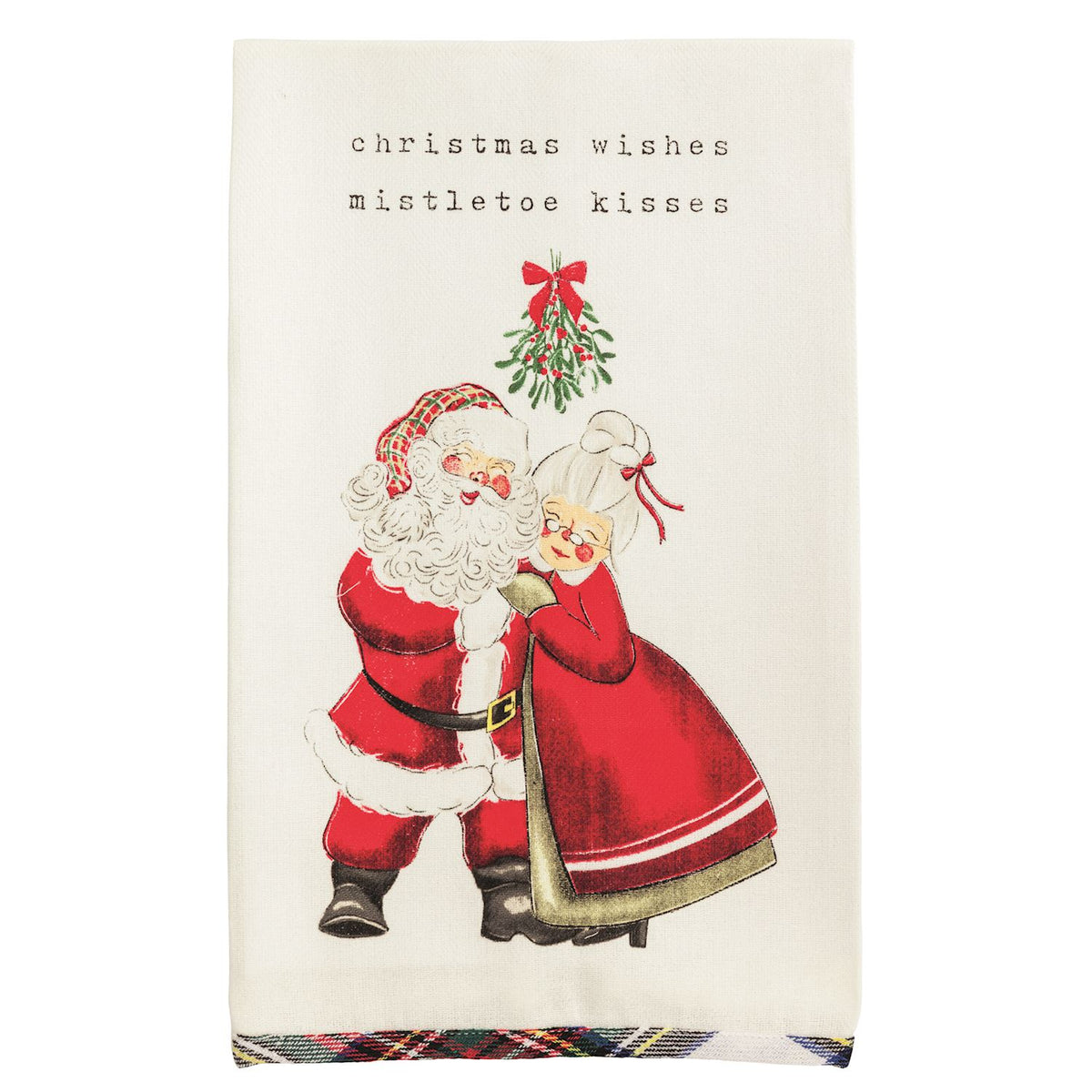 r. & Mrs. Claus Christmas Tartan Hem Towel