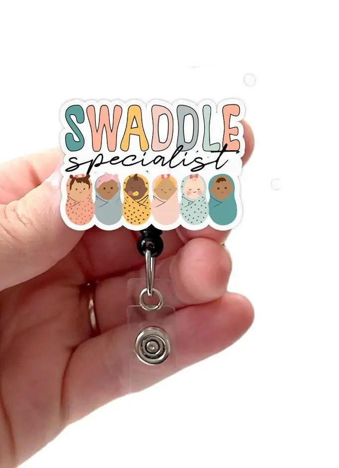 Badge Reel, Swaddle Specialist,Acrylic NICU L&D Badge Holder