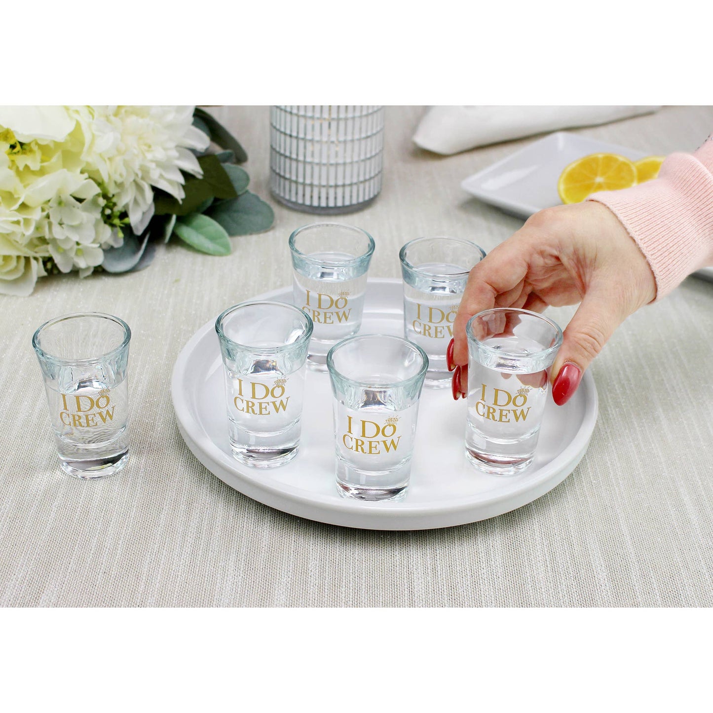 Set of 6 "I Do" Bridal Party Shot Glasses