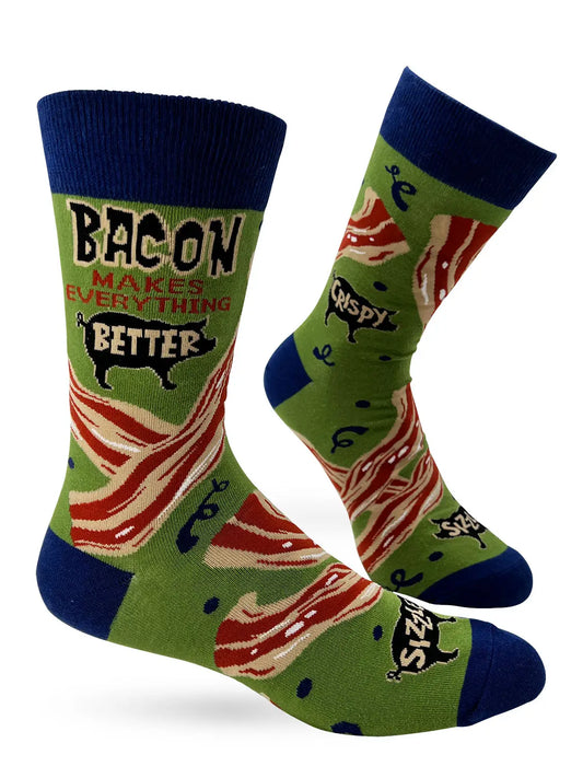 Bacon Makes Everything Better Men's Novelty Crew Socks