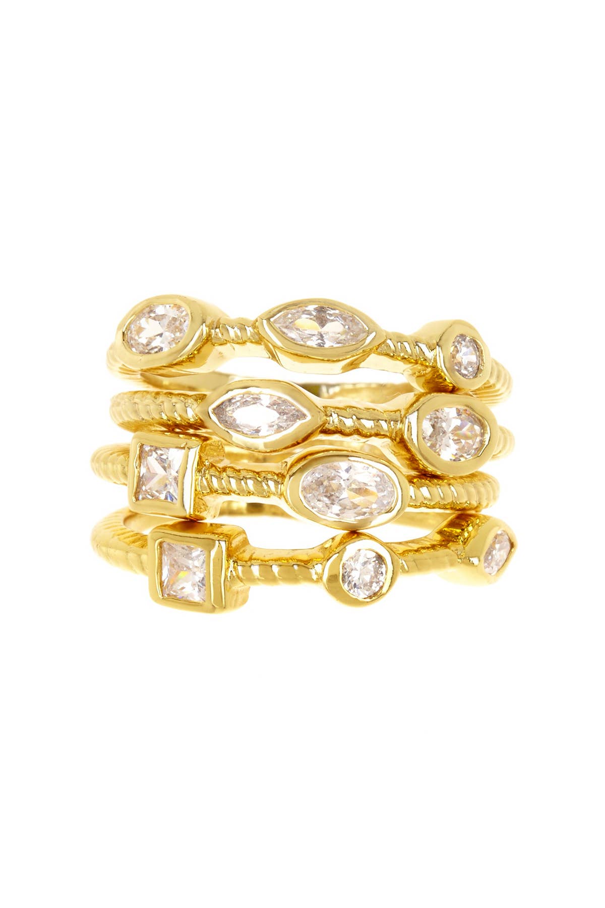 4 PC White CZ Stack Ring Set - GF