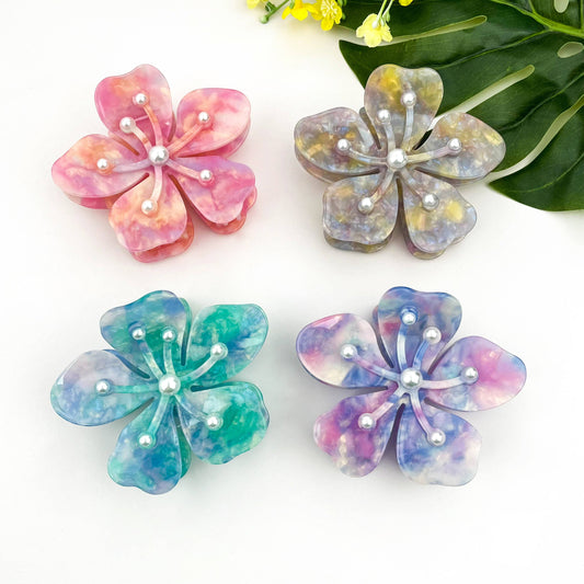 Pearl Sakura Claw Clip, Flower Hair Clip