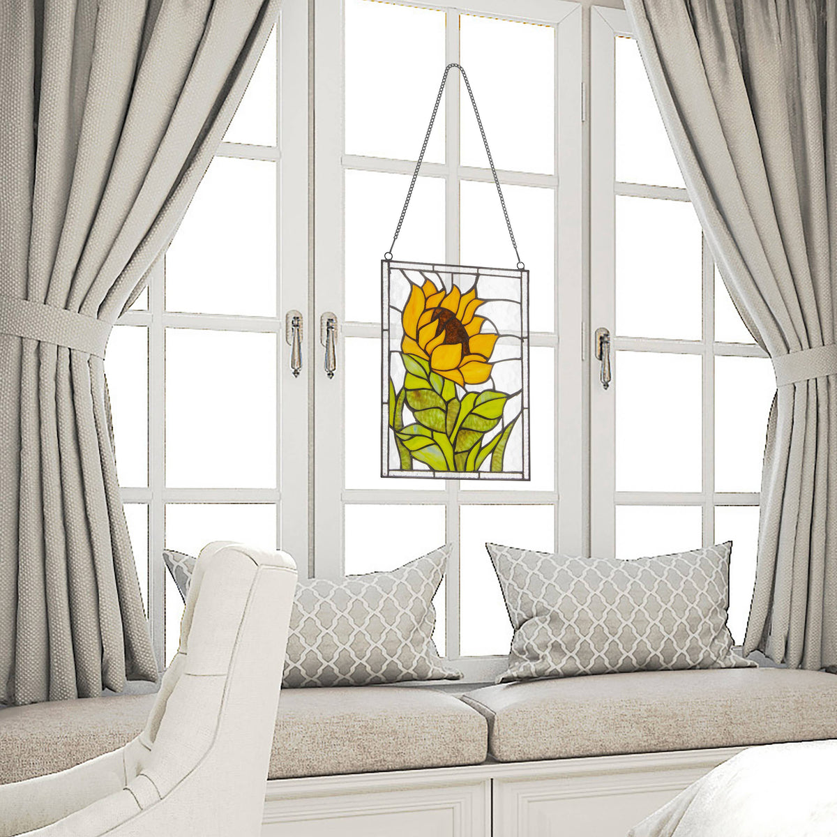 11.25” Sunflower Stained Glass Window Panel
