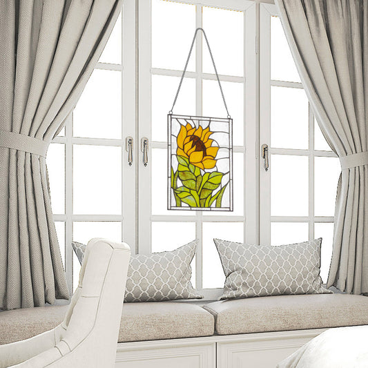 11.25” Sunflower Stained Glass Window Panel