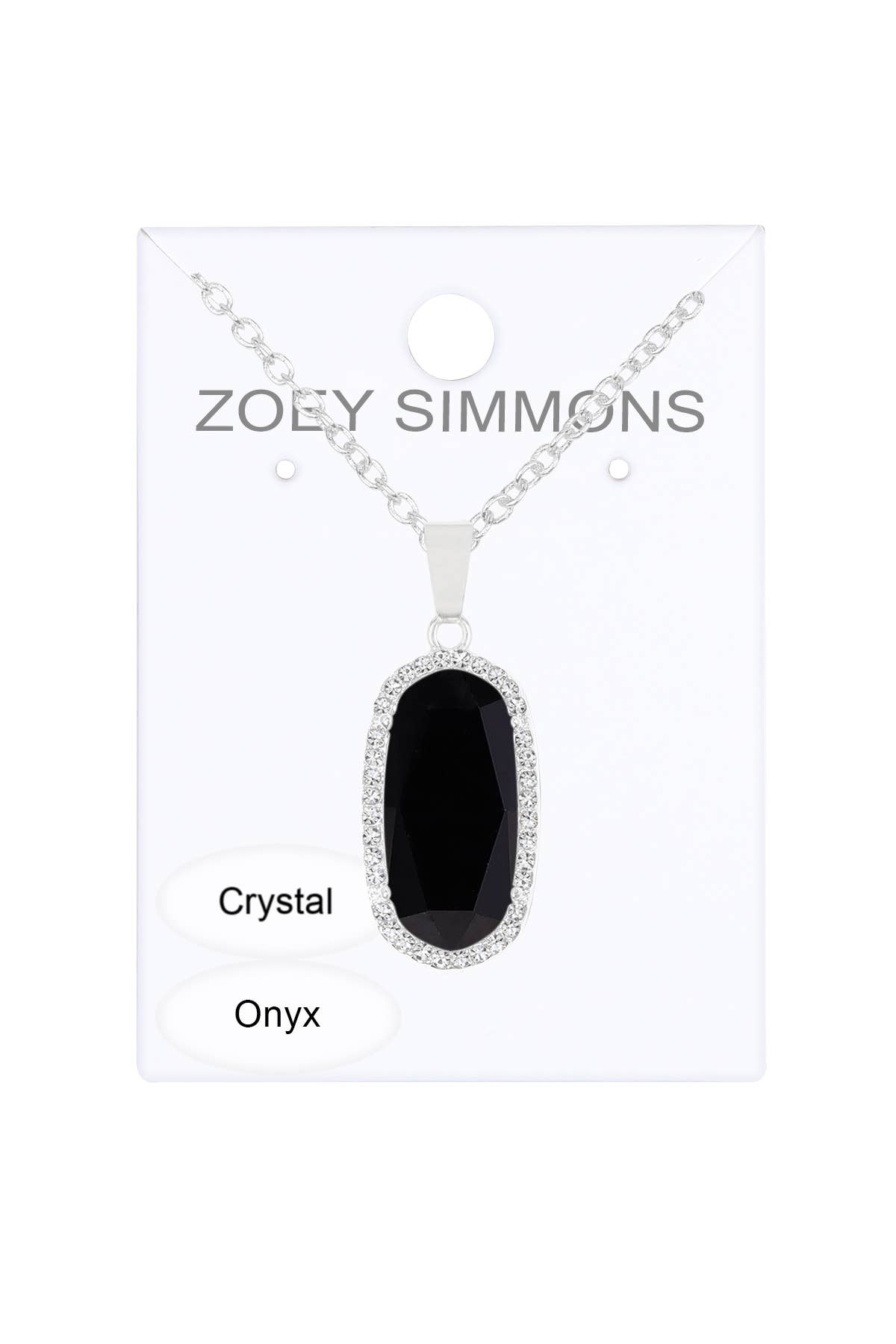 Black Onyx Halo Pendant Necklace - SF