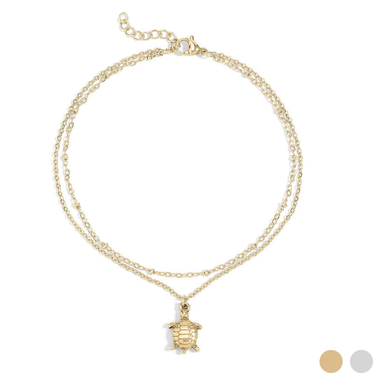 18K Gold PVD Stainless Steel Sea Turtle Charm Anklet
