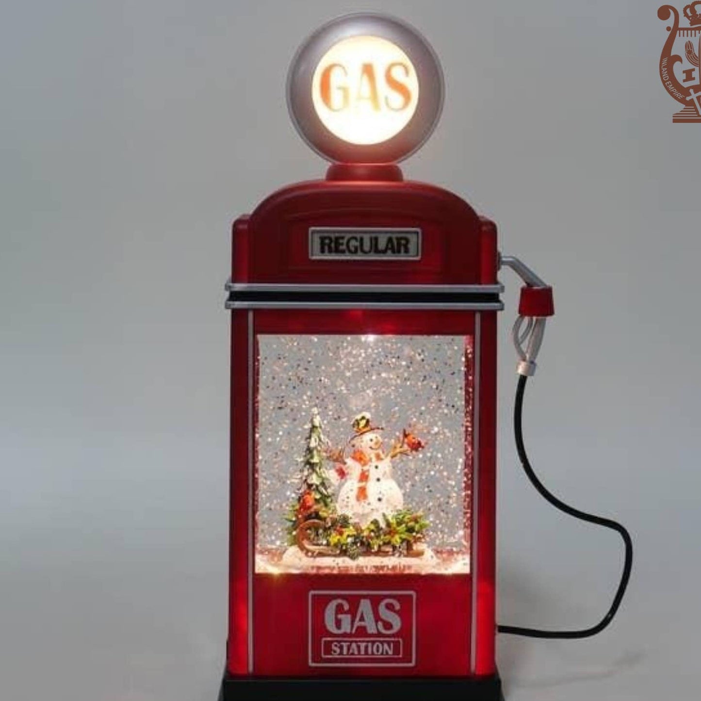 11" Lighted Petrol Station Glitter Globe - Snowman