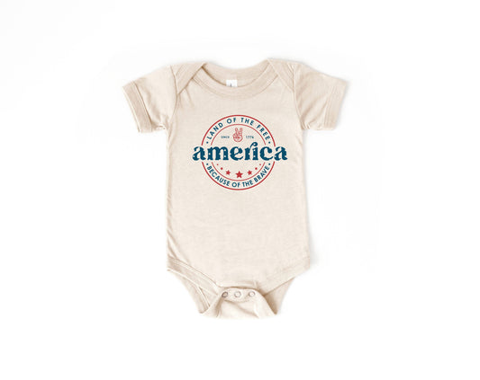 Land of the Free Baby Bodysuit | Fourth of July Baby Shirt