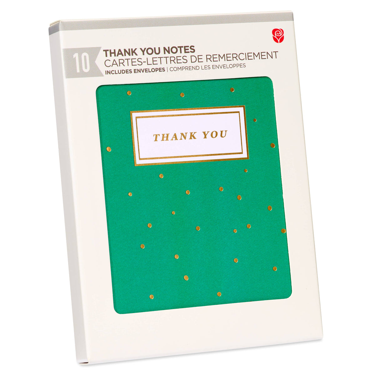 Thank You Card Stationery Notes, Dots on Green (10-Count)