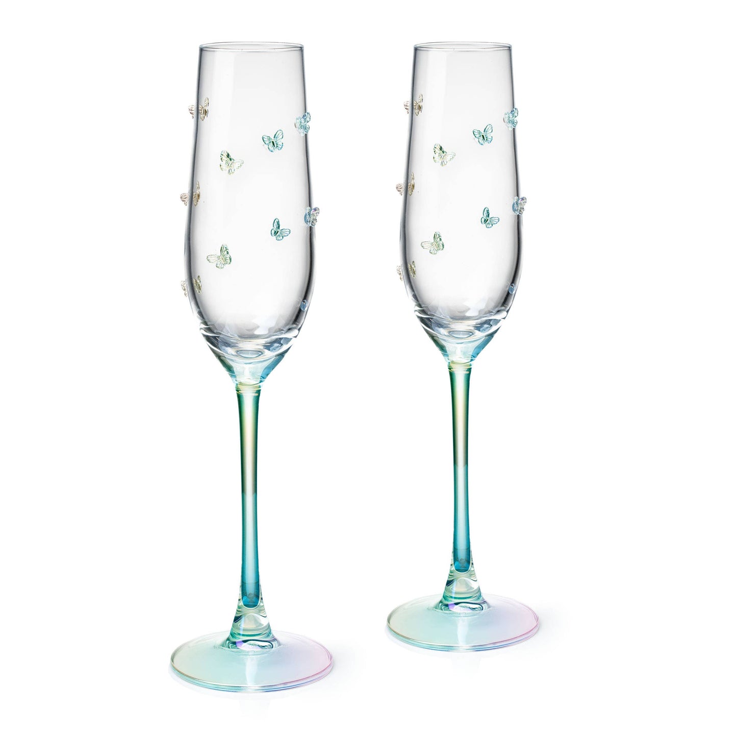 Luster Butterfly Icon Champagne Flutes, Set of Two