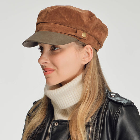 C.C Button Deco Faux Suede Fisherman's Cap