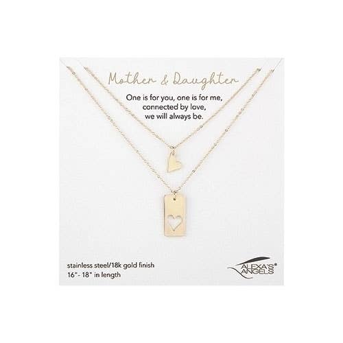 Mom/Daughter Gold Necklace Set in Gift Bag