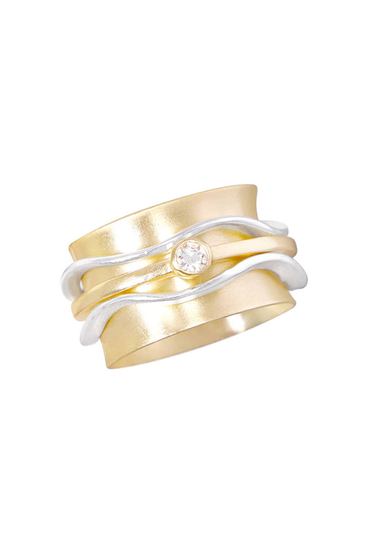 CZ Wave Band Spinner Ring