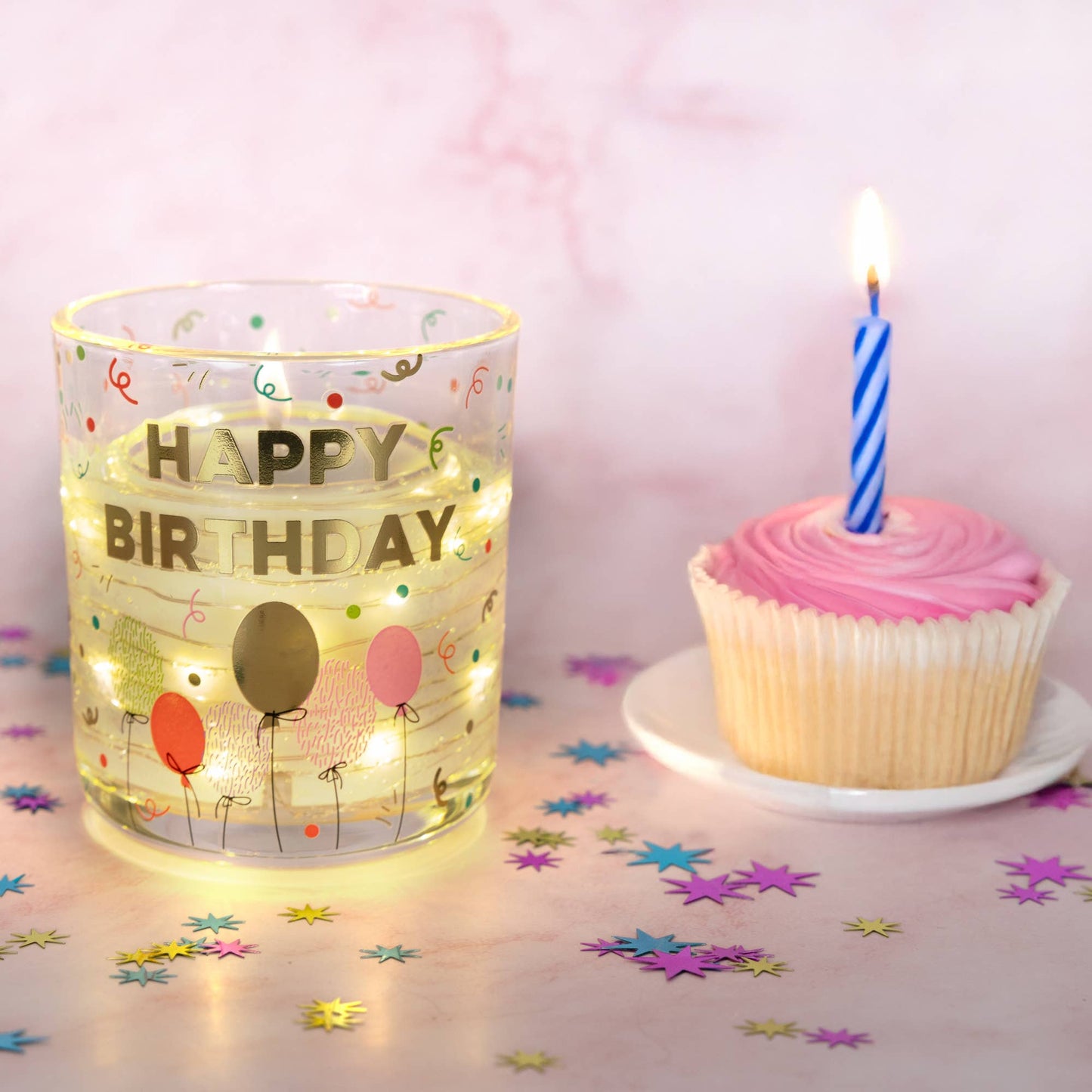 Happy Birthday - 3.5 oz Candle with LED Accents
