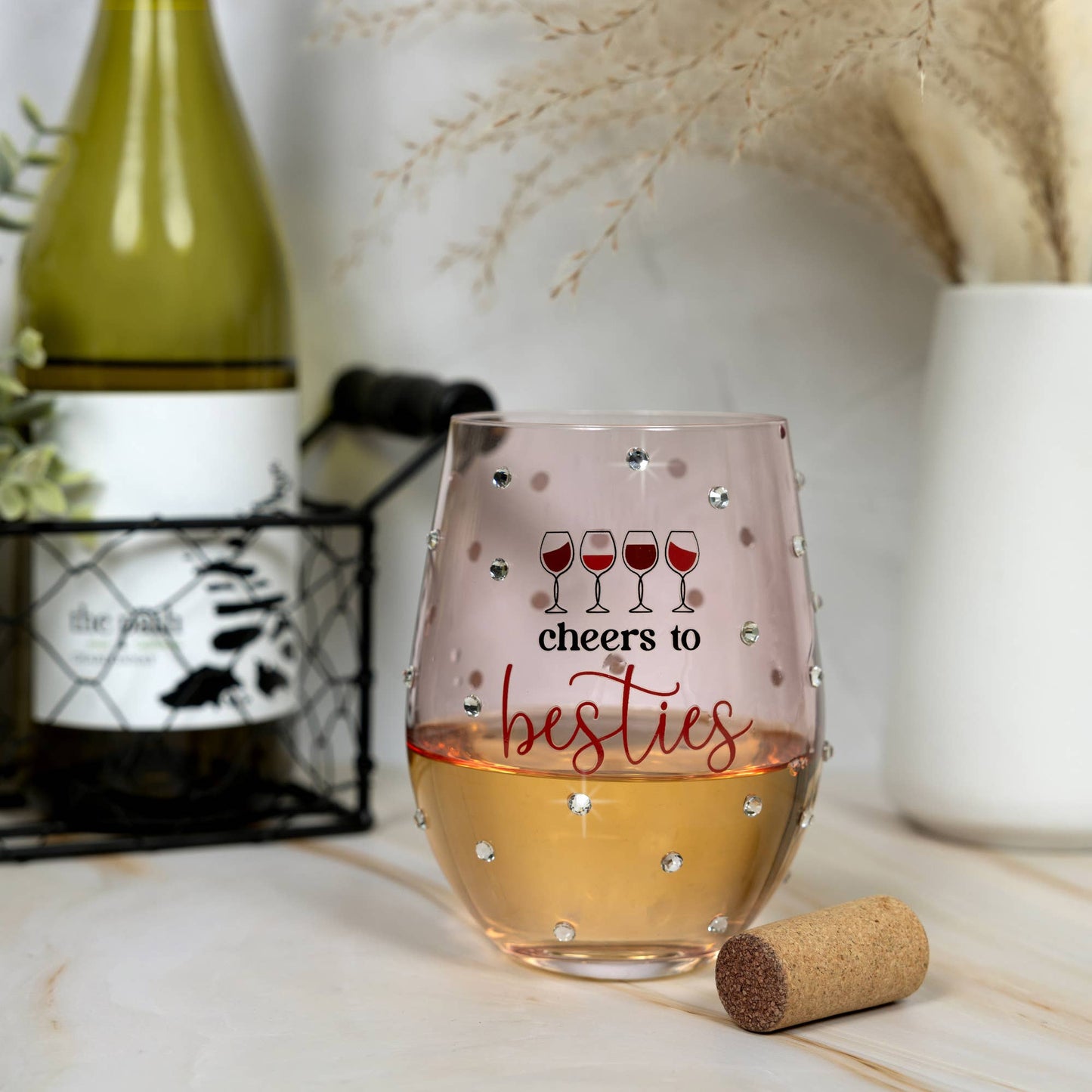 Besties - Gift Boxed 18 oz Stemless Wine Glass