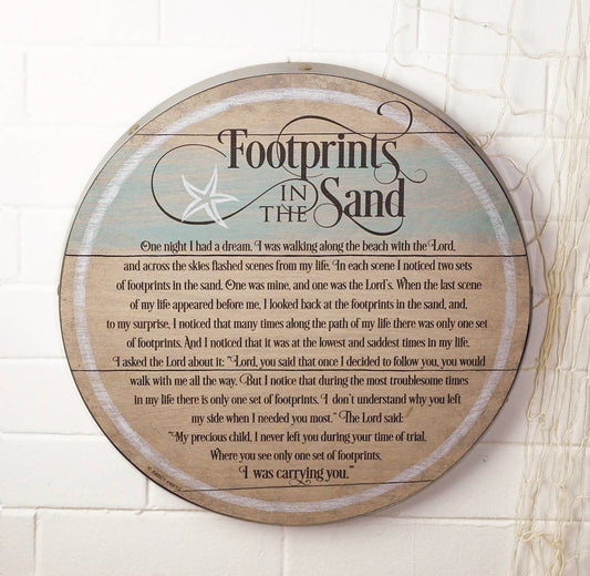 Footprints In The Sand Plank Plaque