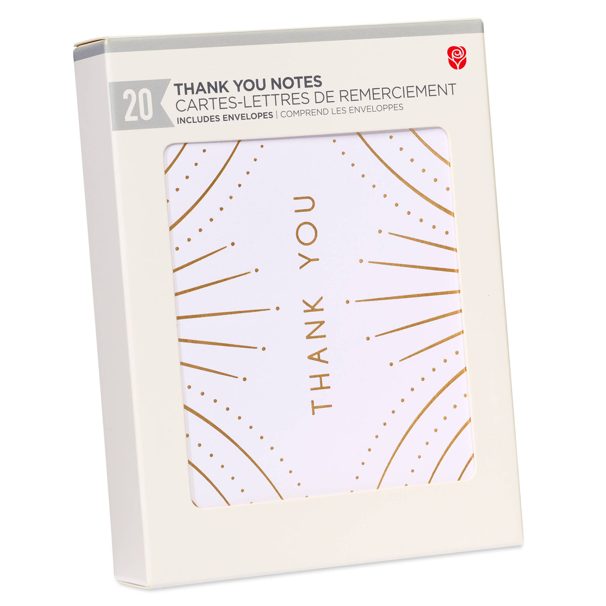 Thank You Card Stationery Notes, Gold Deco (20-Count)