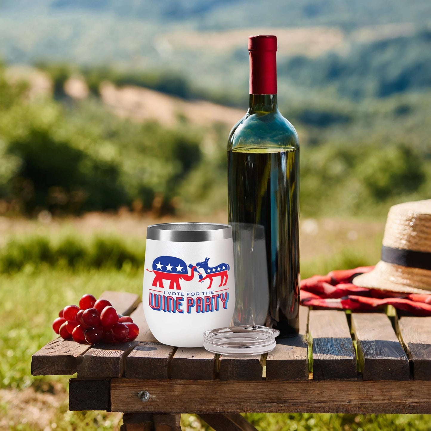 Wine Party Insulated Tumbler in White **Blow Out **