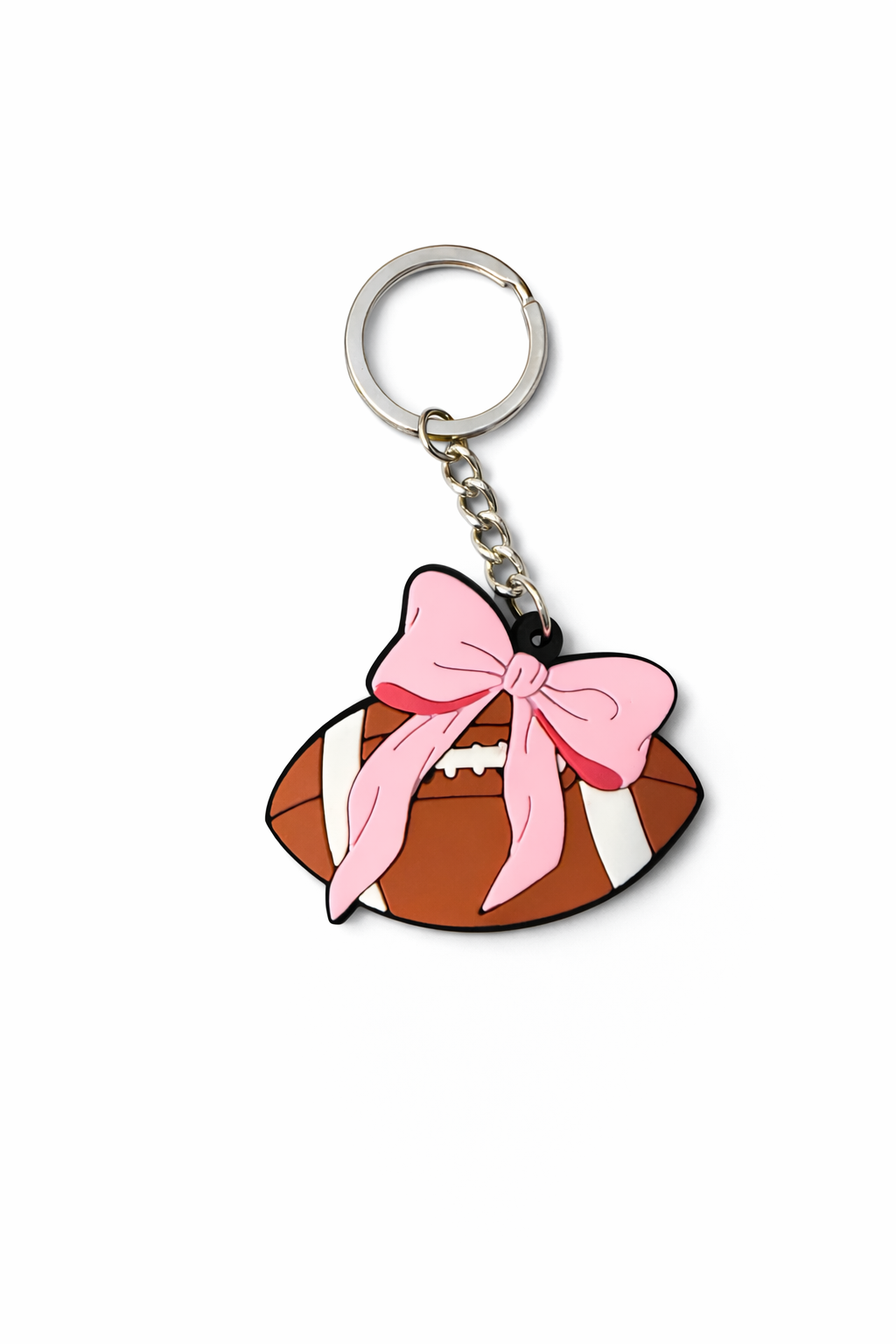 Football with Pink Bow Key Chain
