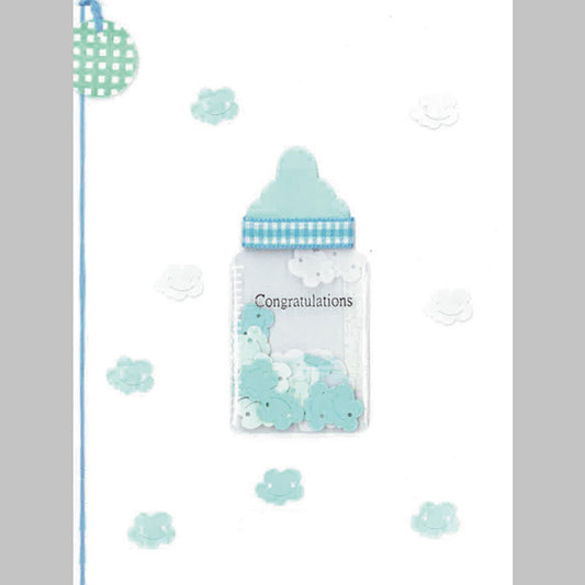 Blue Baby Bottle Card