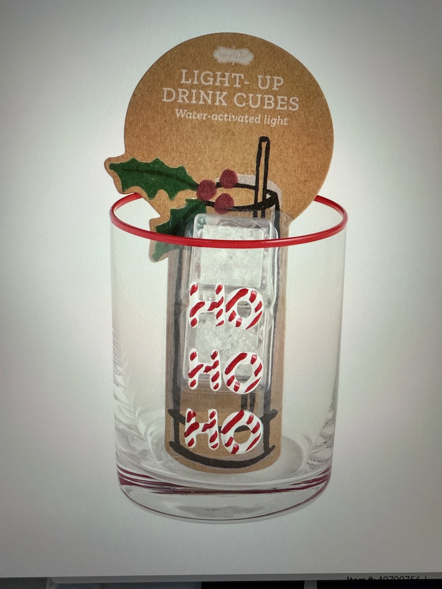 Ho Ho Ho Glass & Light-Up Drink Cube Set