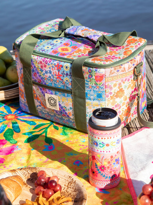 Cooler Tote - Folk Flower Patchwork