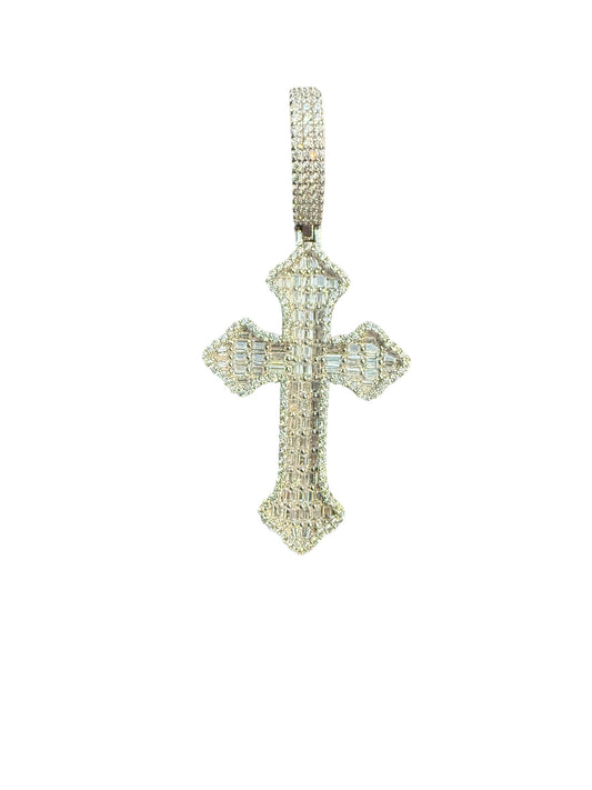 Rhinestone Sterling Silver  Cross Charm