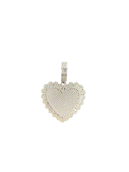 Rhinestone Sterling Silver Heart Chrarm