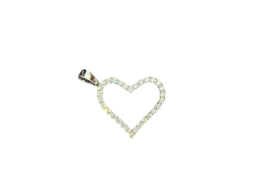 Rhinestone Heart Sterling Silver Pendant