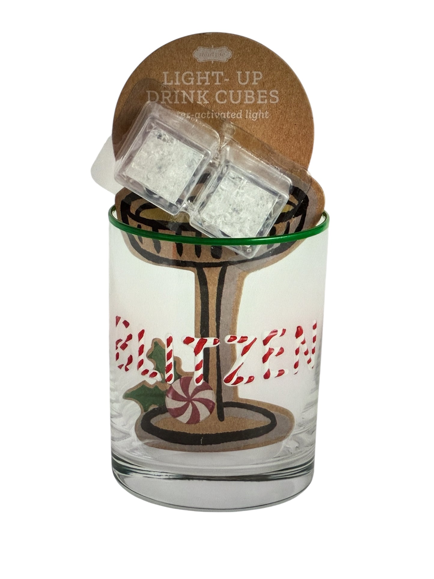 Blitzen Glass & Light-Up Drink Cube Set