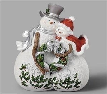8.5"H SNOWMAN COUPLE HOLLY