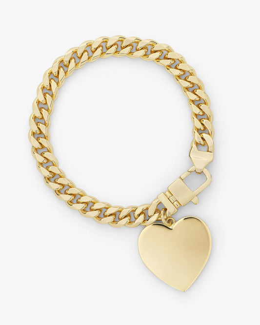 Julian XL Heart Cuban Chain Bracelet - 6.5