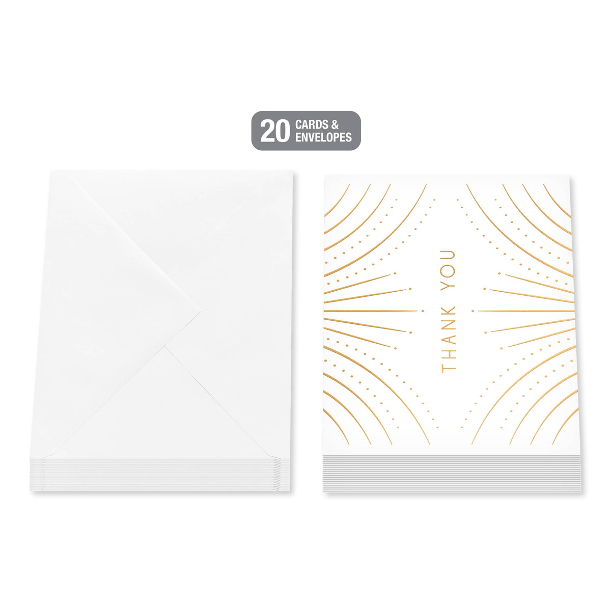 Thank You Card Stationery Notes, Gold Deco (20-Count)