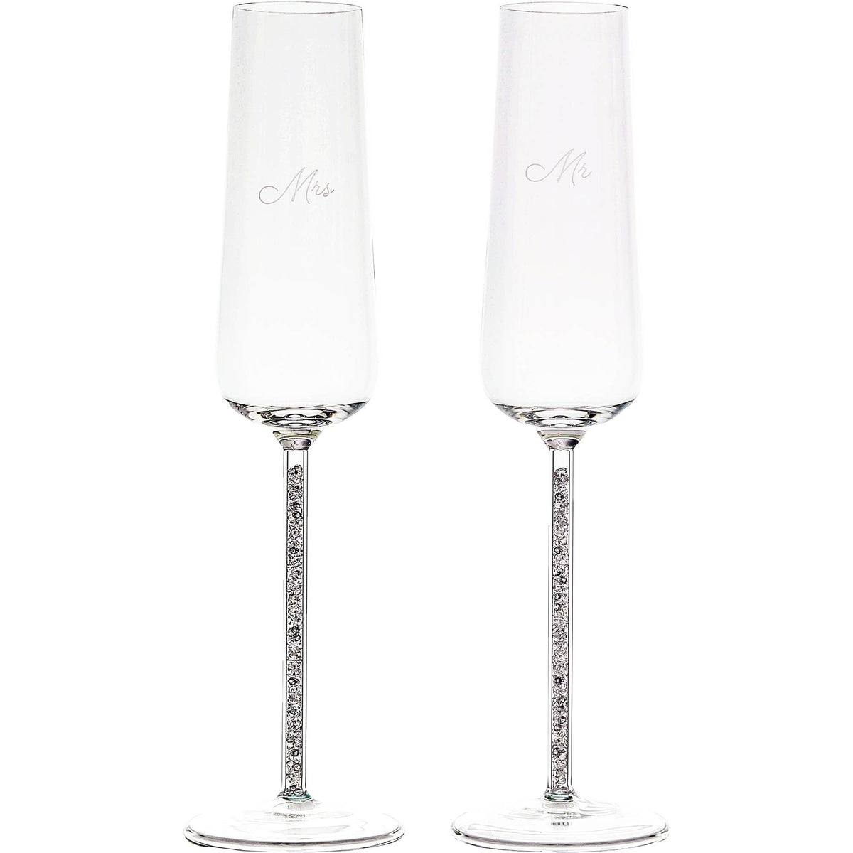 Mr. & Mrs.  -  Gift Boxed 7 oz Glass Toasting Flute Set