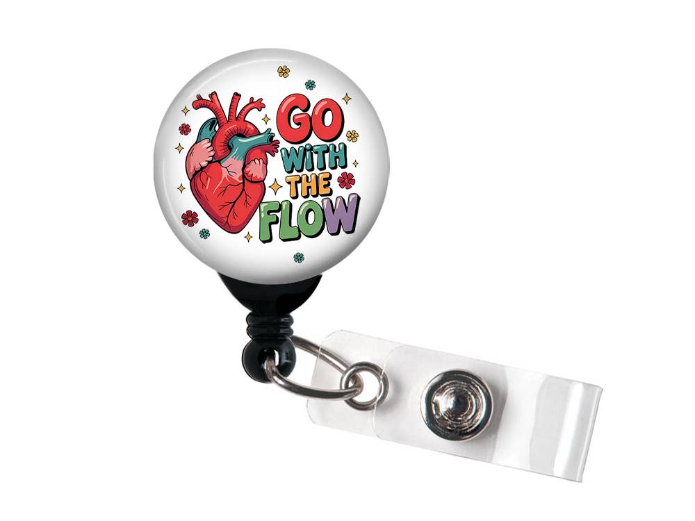 Badge Reel, Go With The Flow Heart Badge Holder