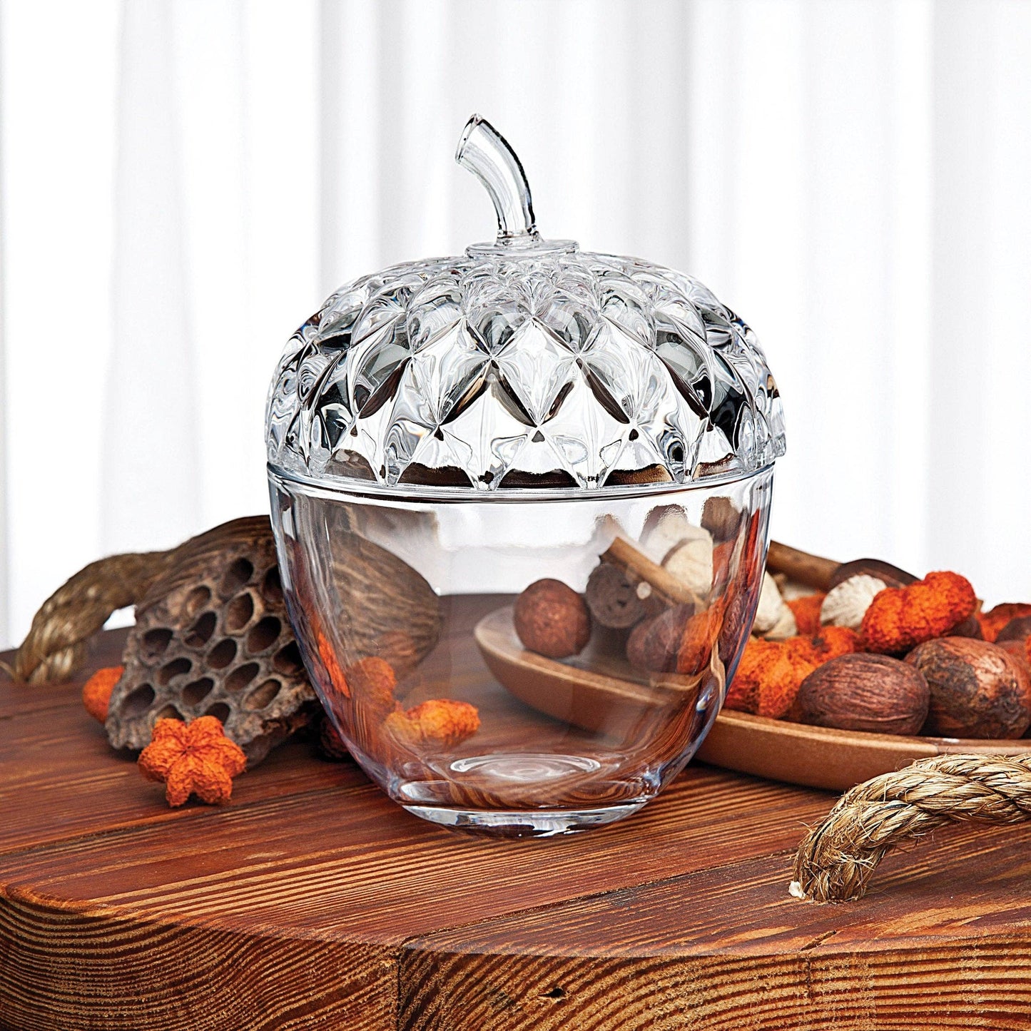 Harvest Acorn Crystal Covered Jar - Thanksgiving - Fall