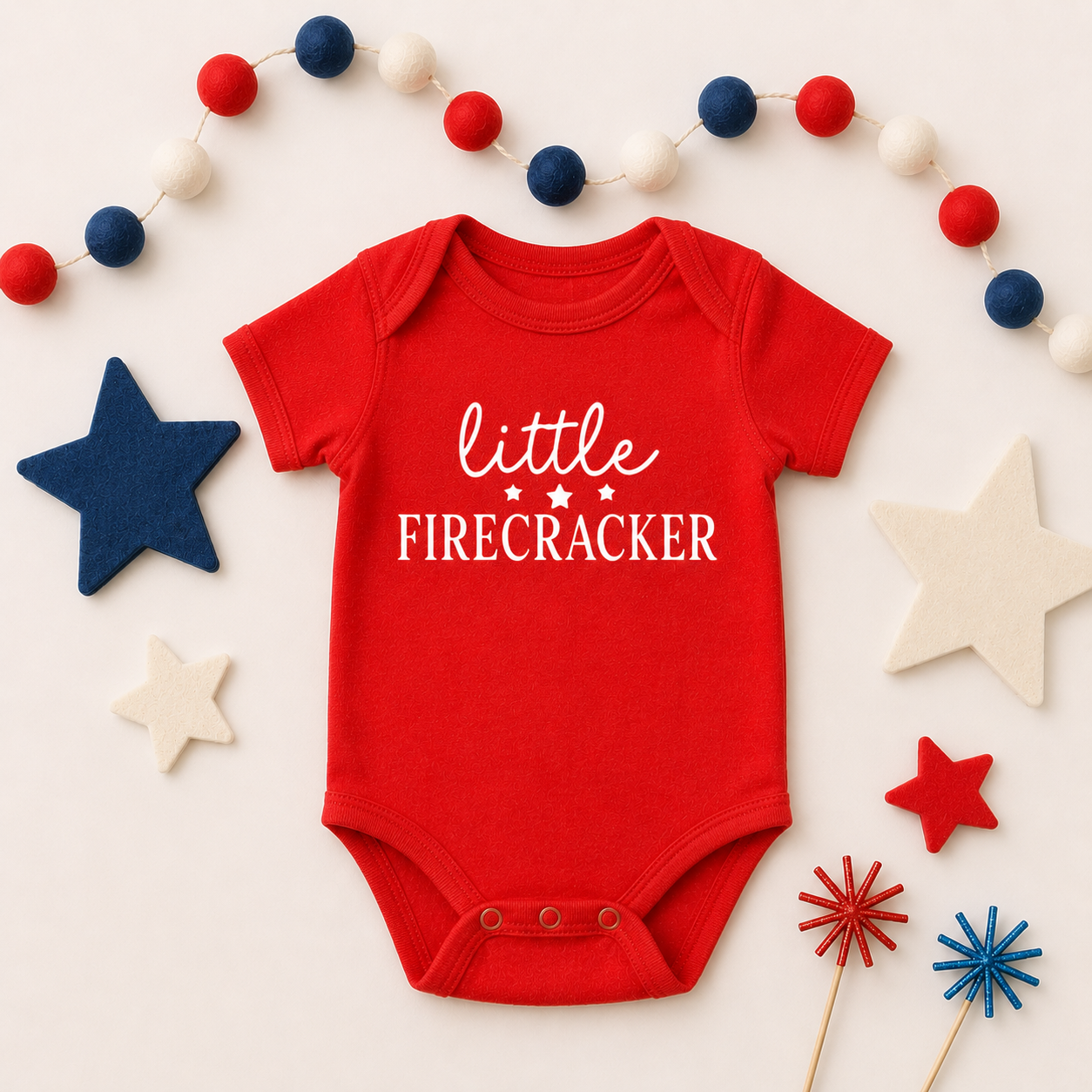 Fourth of July Infant Onesie, Little Firecracker Outfit