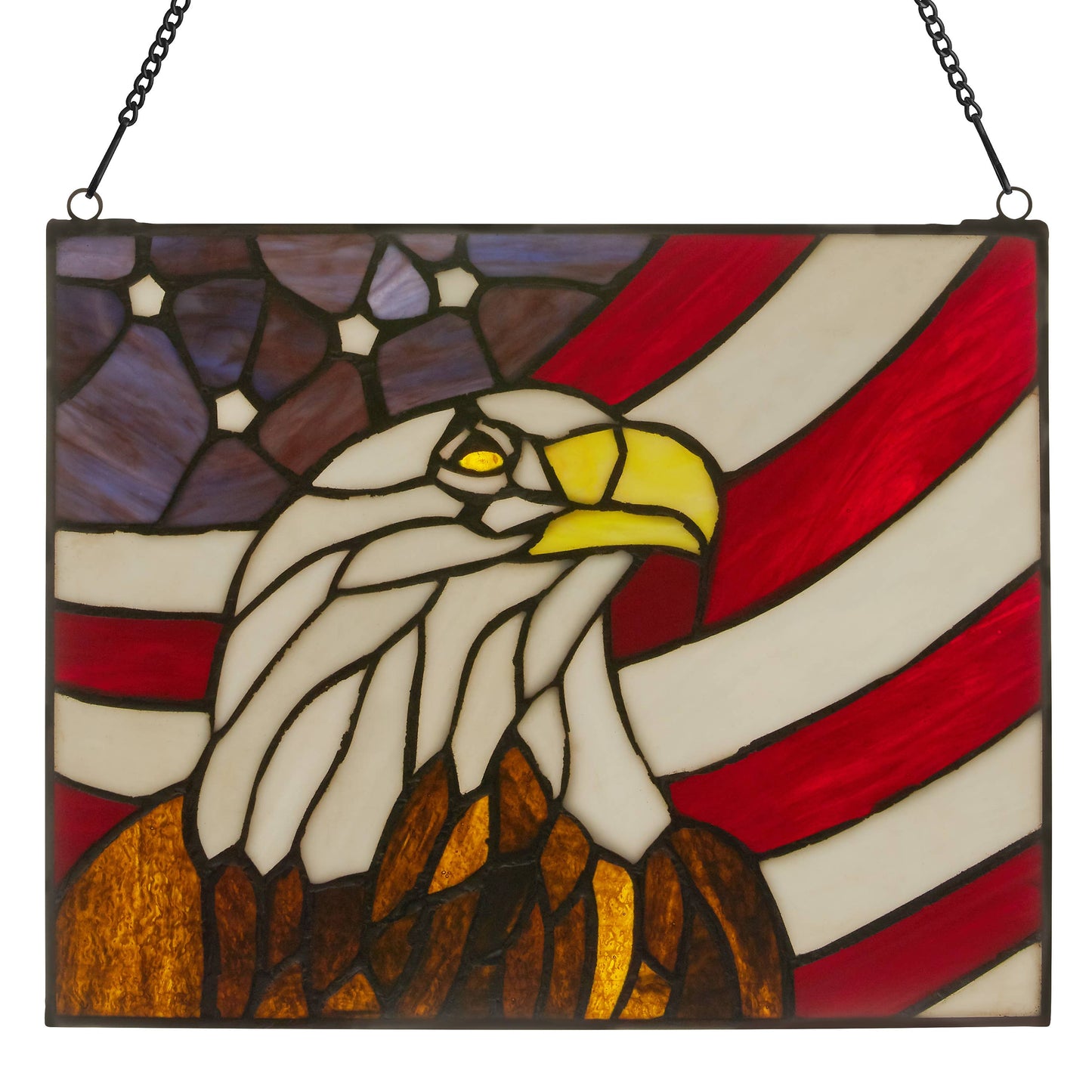 9.5"H Americana Eagle Stained Glass Window Panel