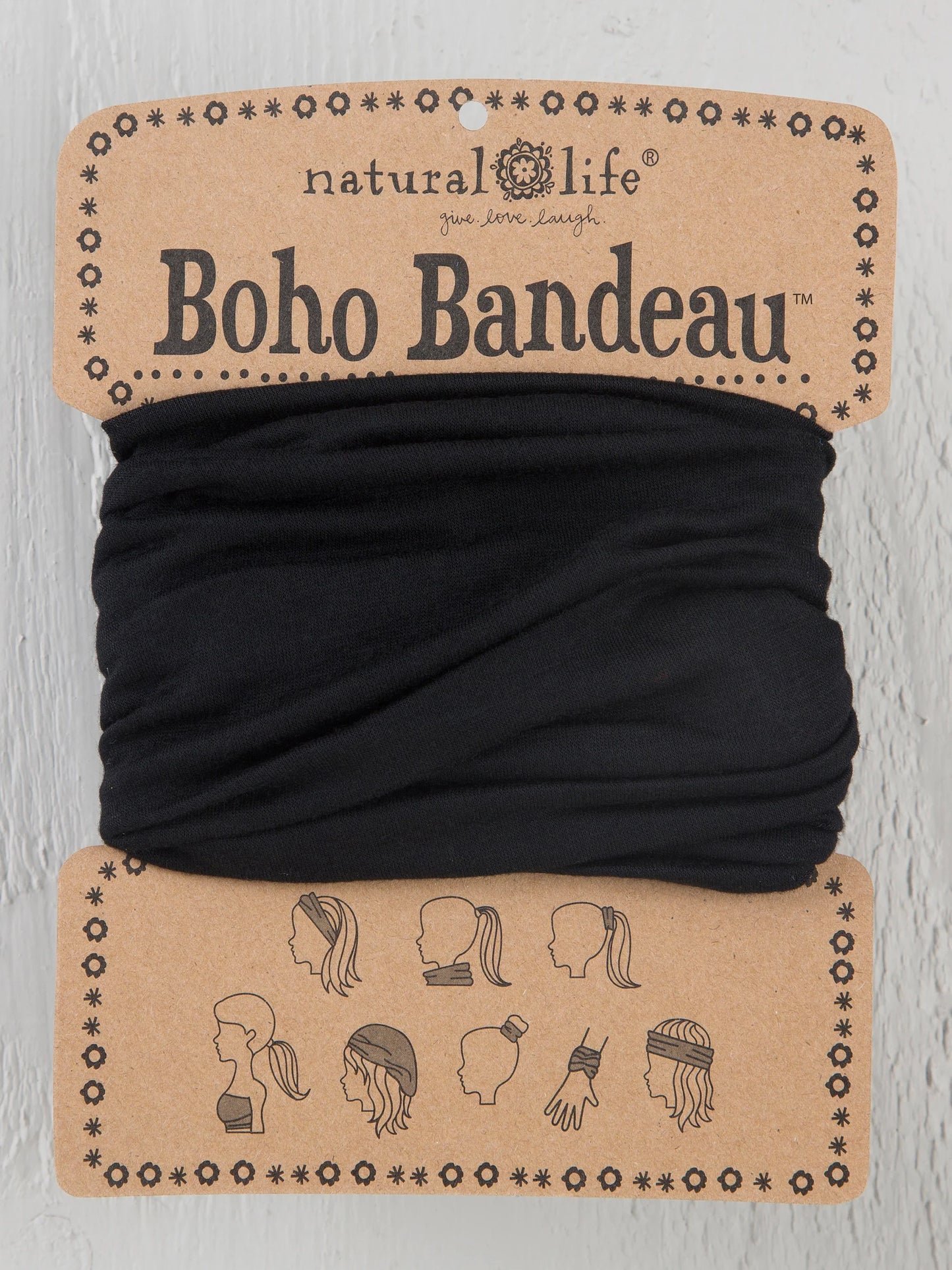 Solid Boho Bandeau® Headband - Black