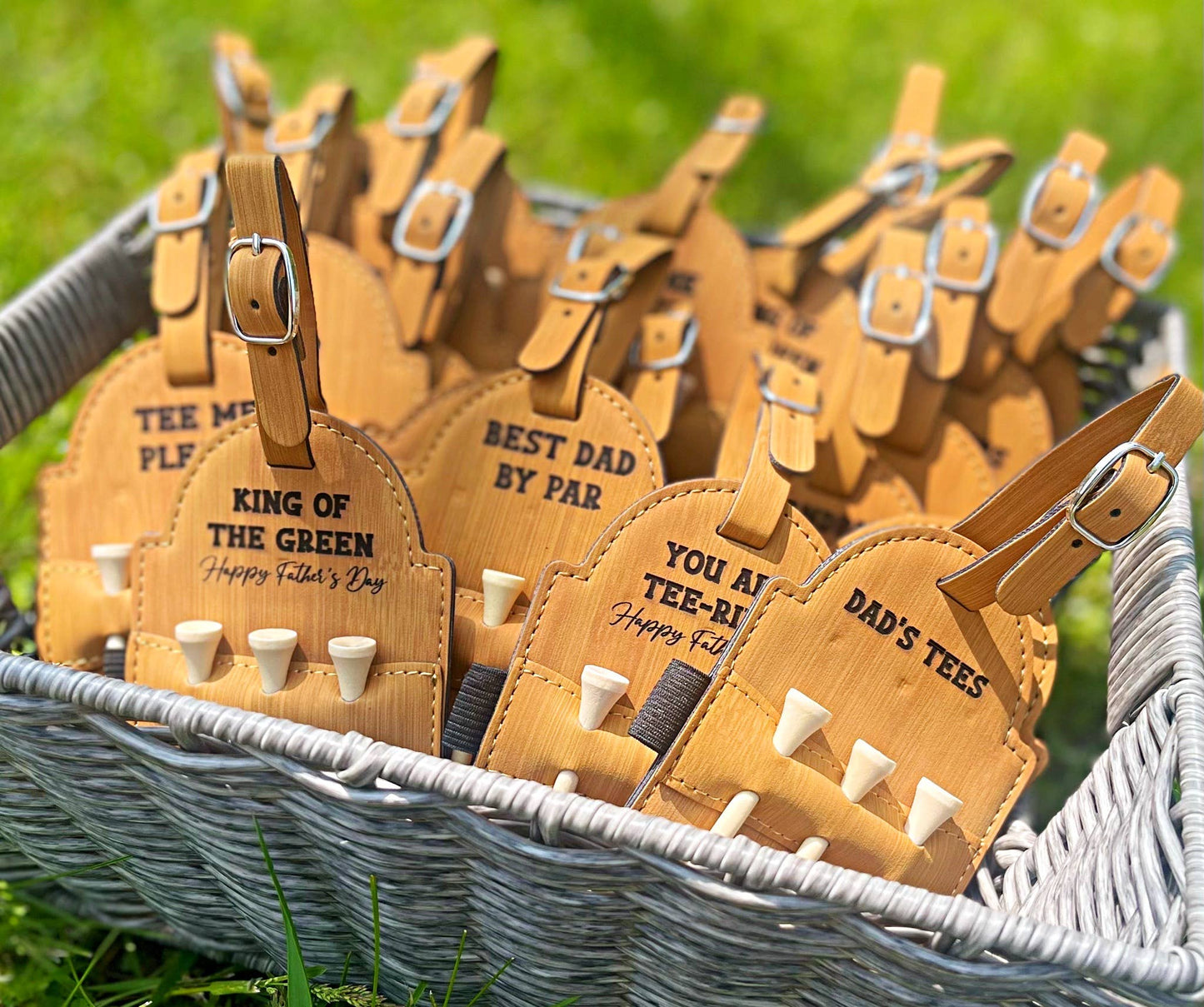 Custom Leatherette Golf Tee Bag Attachment with 3 Tees