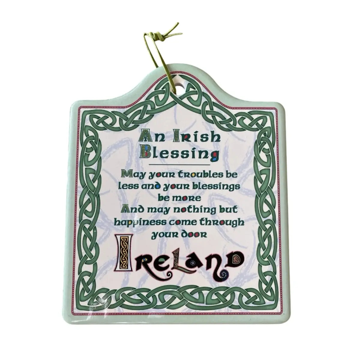 Irish Blessing Ceramic Trivet - Celtic Knot Design