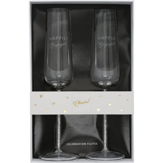 Engaged  -  Gift Boxed 7 oz Glass Toasting Flute Set