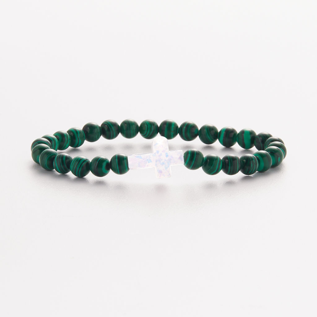 HOLY WATER CROSS GEMSTONE BRACELET