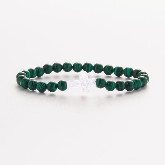 HOLY WATER CROSS GEMSTONE BRACELET